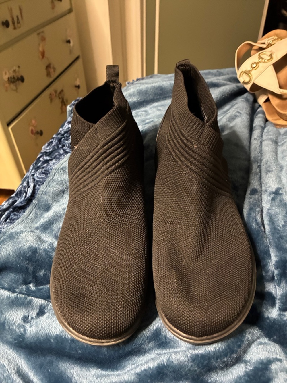 Clarks Women's Black Knit Ankle Booties